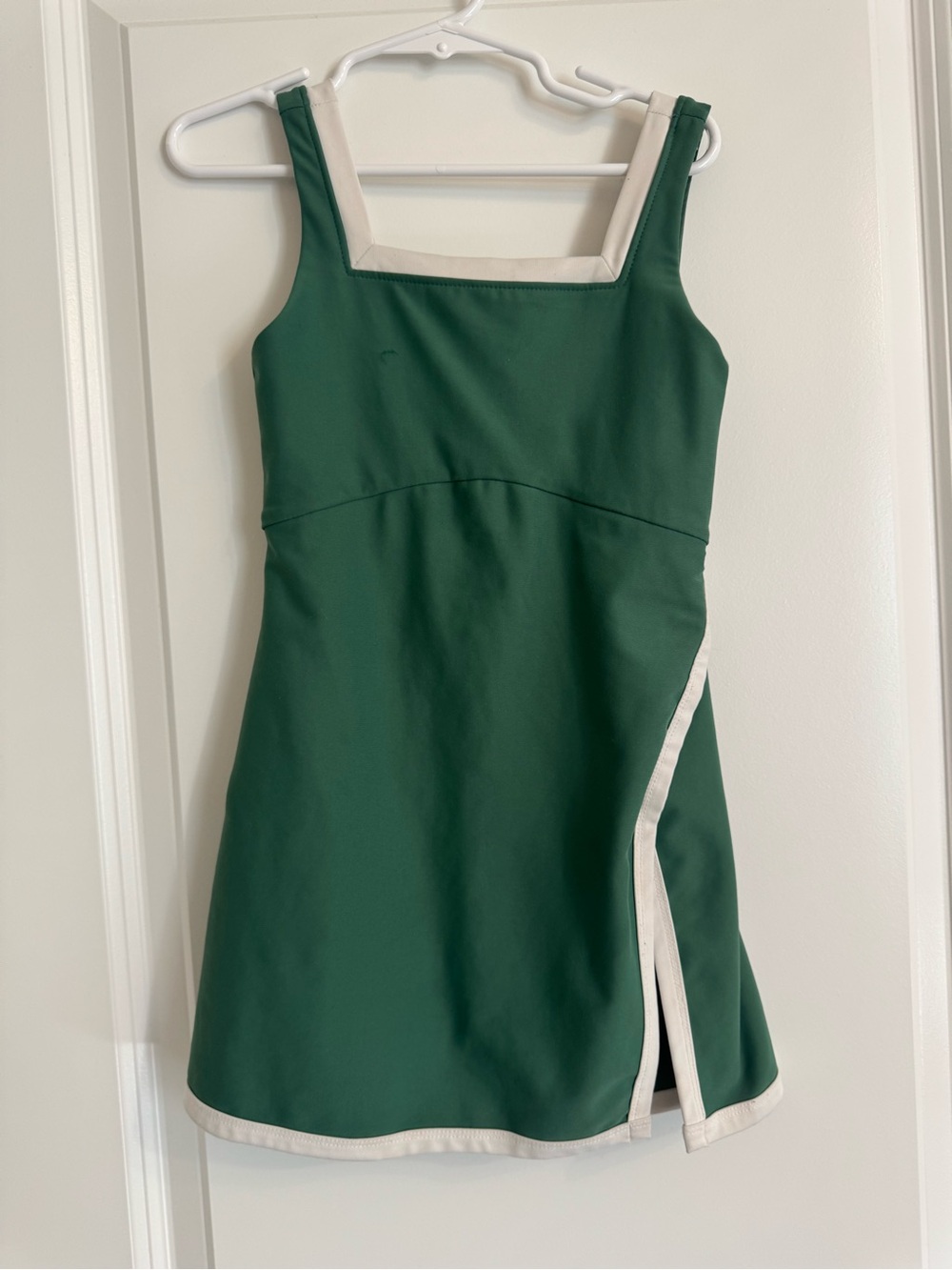 Old Navy Dark Green Dress with Cream Trim